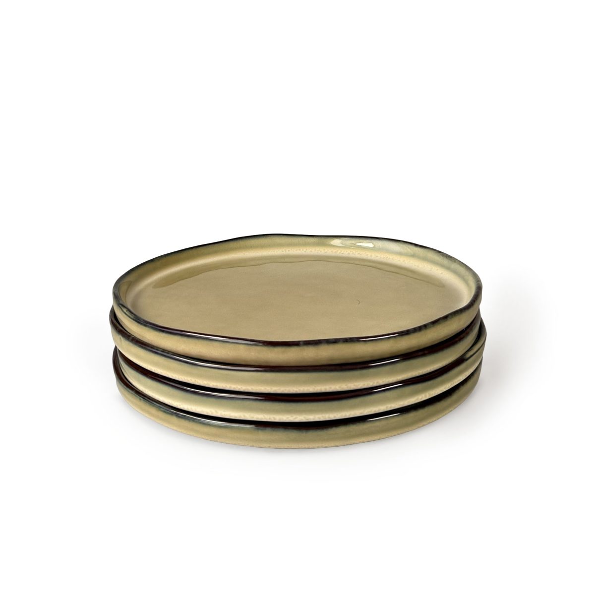 Scandi Home Set of Four 20cm Oslo Oatmeal Reactive Glaze Ceramic Side Plates