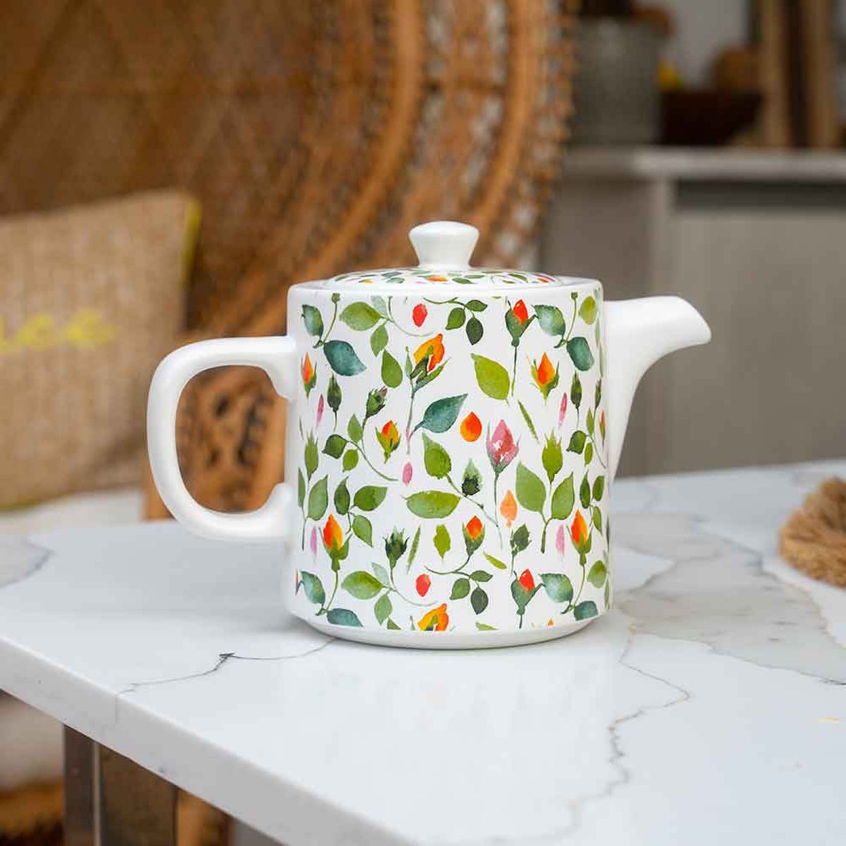 The British Gardening Company 1L Rosebud Ceramic Teapot with Stainless Steel Infuser - Image 5