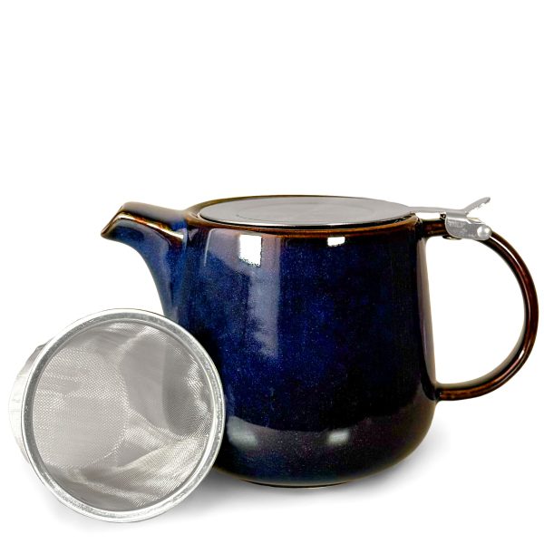 Scandi Home 1L Bergen Blue Reactive Glaze Infuser Teapot with Stainless Steel Lid