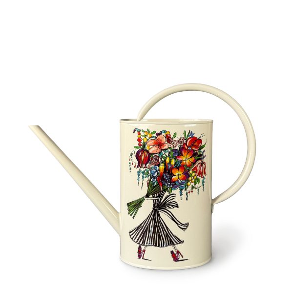 Charlotte Posner 2L 'Bouquet' Design Tall Metal Watering Can