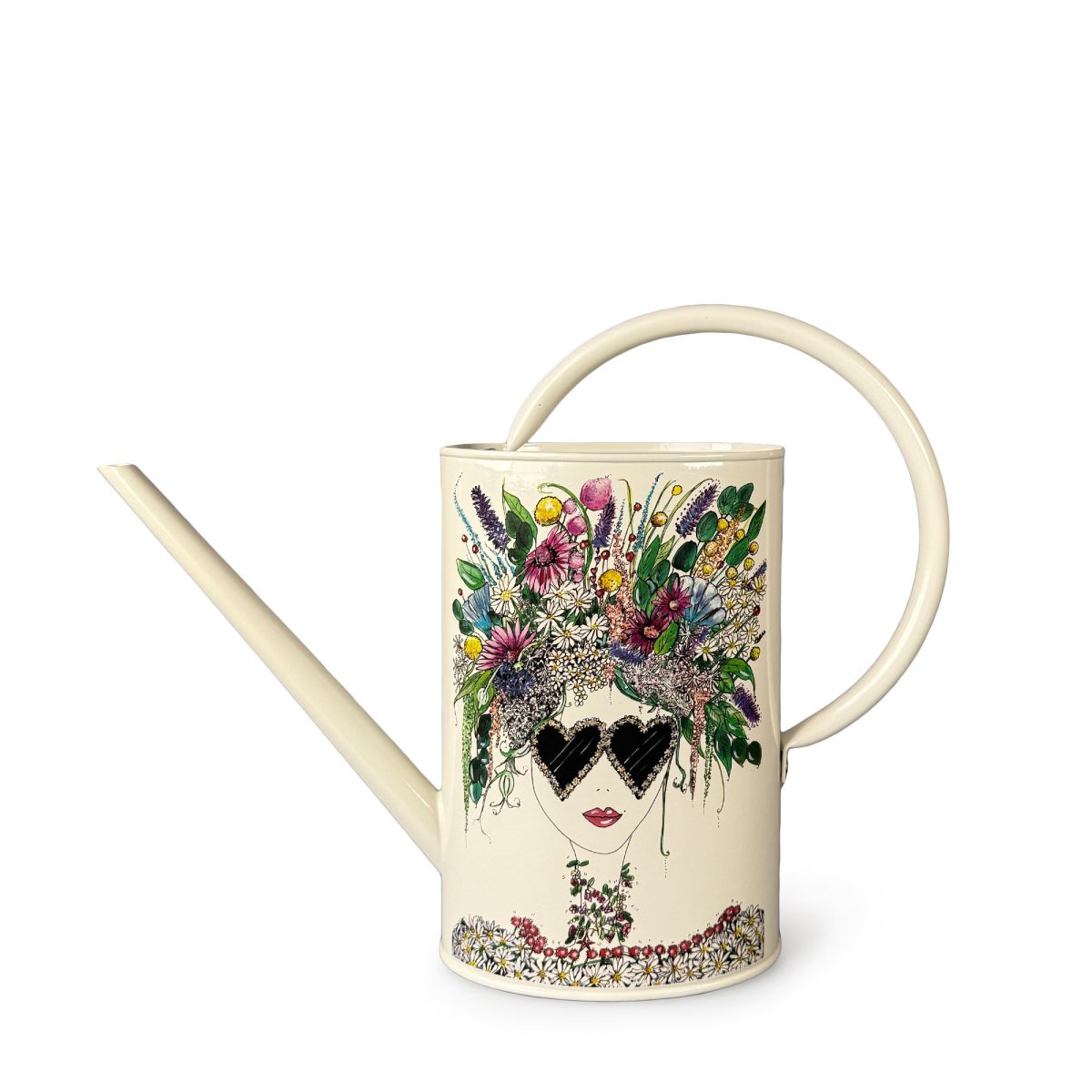 Charlotte Posner 2L 'Face' Design Tall Metal Watering Can