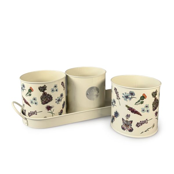 Charlotte Posner 'Scatter' Design Set of 3 Metal Planters with Matching Tray