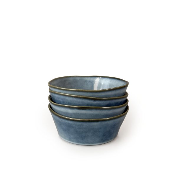 Scandi Home Set of Four 17.5cm Oslo Blue Reactive Glaze Ceramic Bowls