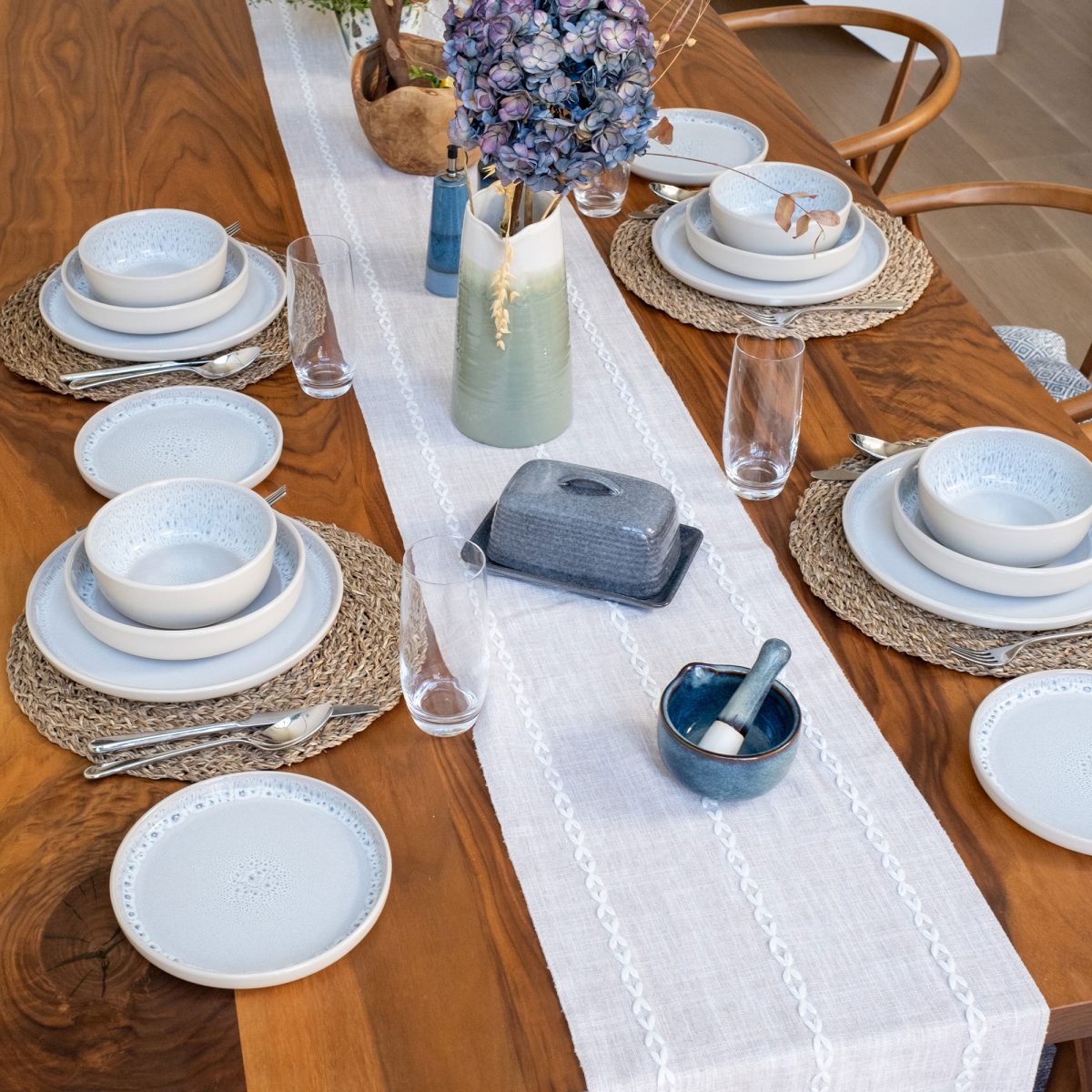 Stockholm Oatmeal Tableware Set Tale Setting
