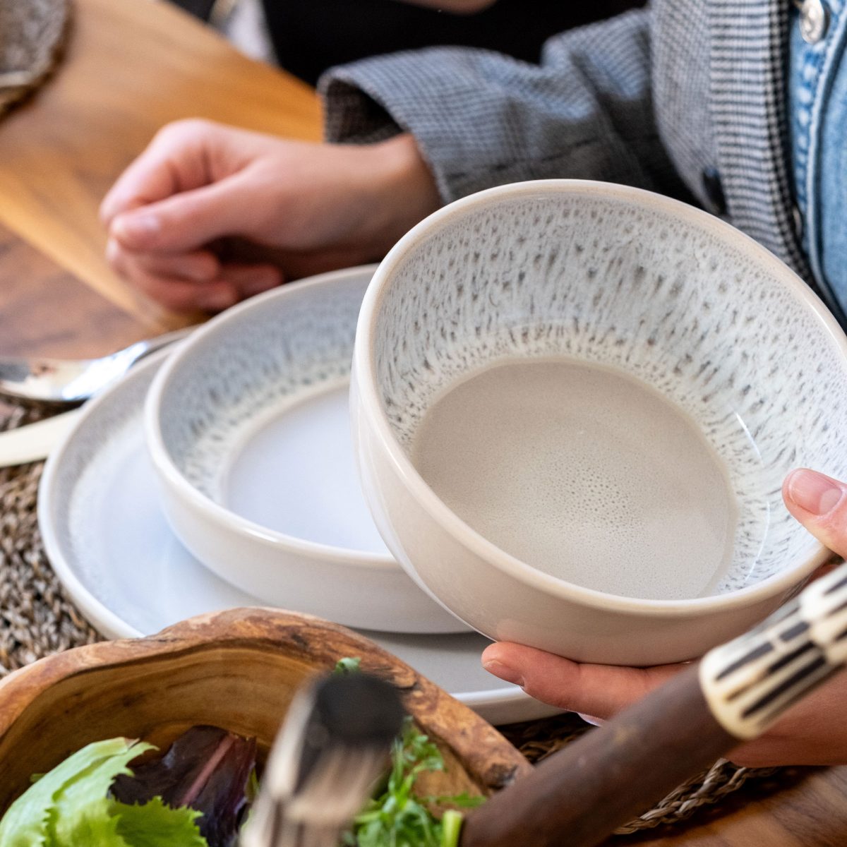 Stockholm Oatmeal Tableware Set Tale Setting