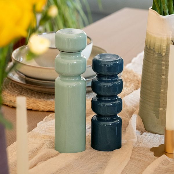 Scandi Home London | Upper Street Home Sage & Petrol Pepper Mills on Dining Table