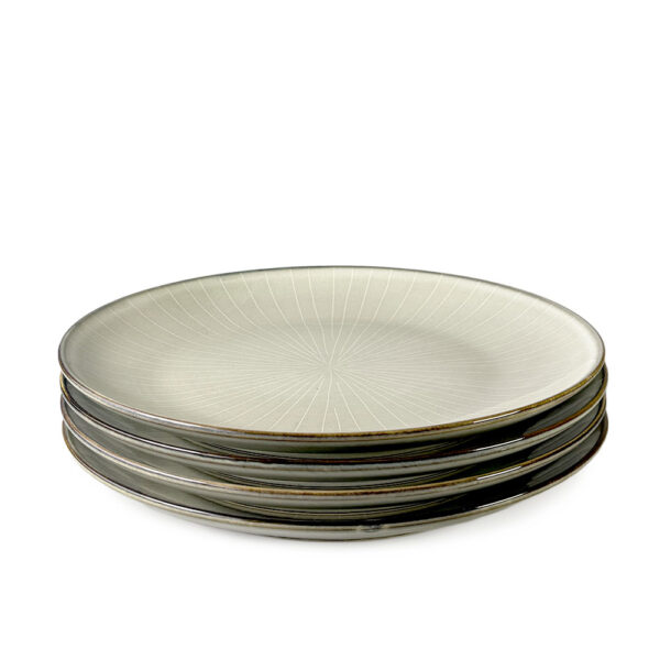 Scandi Home Fika Ceramic Dinner Plates, Set of 4, 27cm, Oatmeal Reactive Glaze