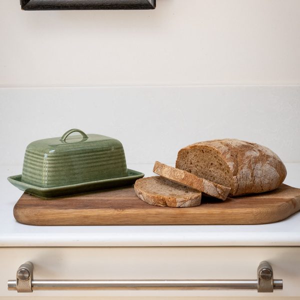 Paris Green Butter Dish on Kitchen Counter