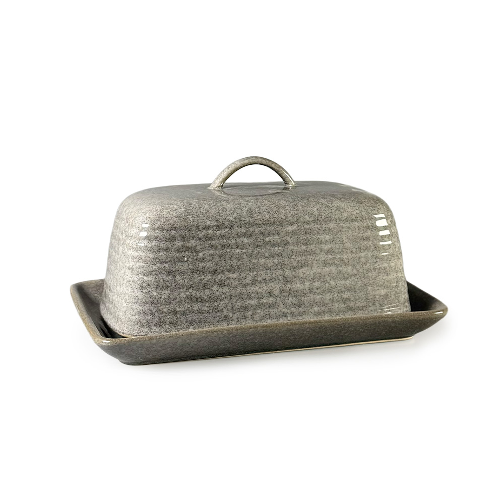 Scandi Home Grey Reactive Glaze Ceramic Paris Butter Dish | Upper Street Home grey reactive glaze butter dish