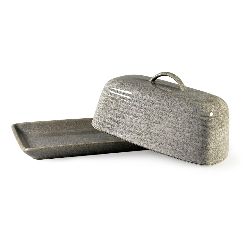 Scandi Home Grey Reactive Glaze Ceramic Paris Butter Dish | Upper Street Home grey reactive glaze butter dish