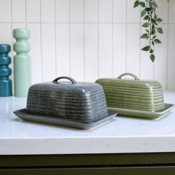 Scandi Home London | Upper Street Home Paris Green & Grey Butter Dish on Kitchen Counter