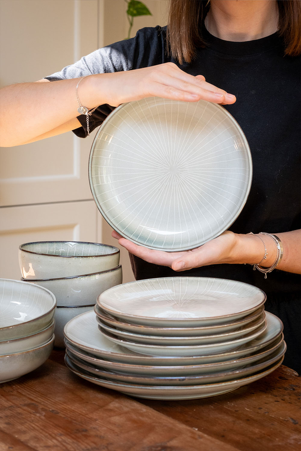 Scandi Home Fika 12-Piece Ceramic Tableware Set, Oatmeal Reactive Glaze | Upper Street Home Scandi Home Fika 12-Piece Ceramic Tableware Set, Oatmeal Reactive Glaze - Image 3
