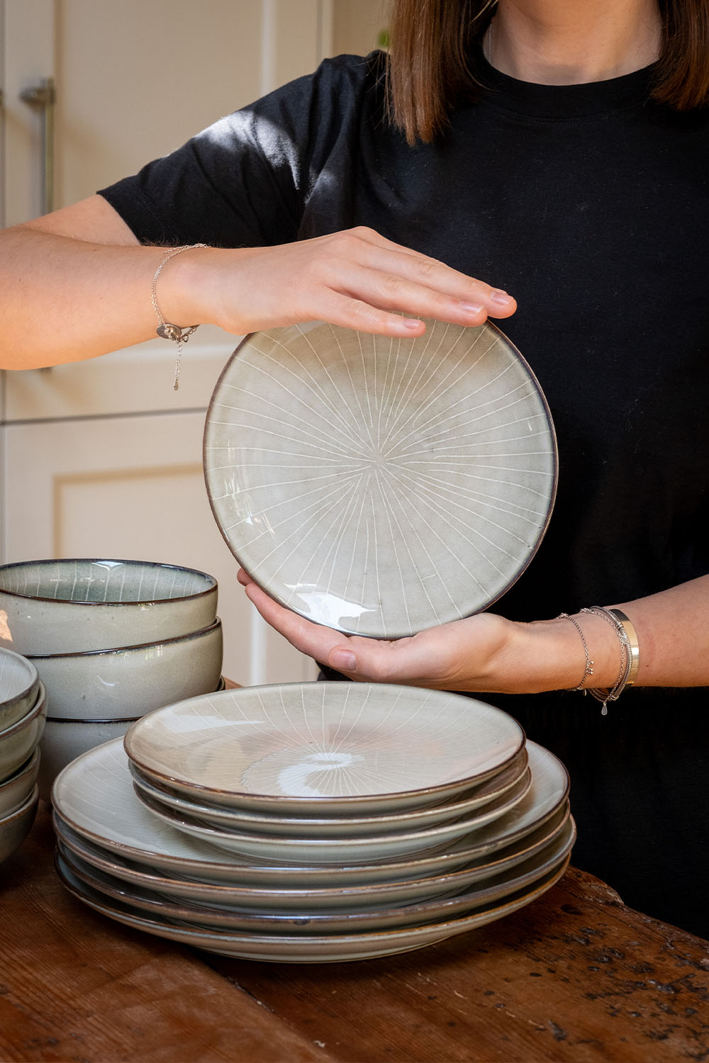 Scandi Home Fika 12-Piece Ceramic Tableware Set, Oatmeal Reactive Glaze | Upper Street Home Scandi Home Fika 12-Piece Ceramic Tableware Set, Oatmeal Reactive Glaze - Image 2