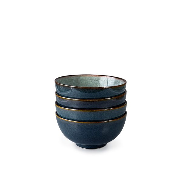 Blue Reactive Glaze Ceramic Cereal Bowls