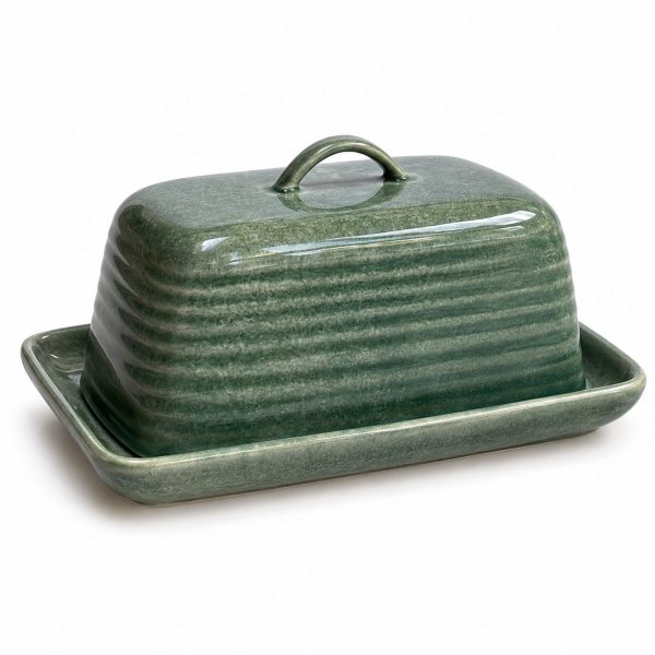 Butter Dishes | Upper Street Home Green Ceramic Butter Dish