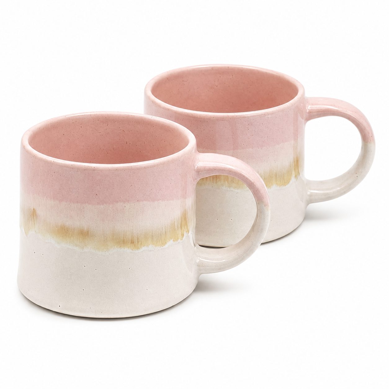 Scandi Home Nova Ceramic Coffee Mugs, Set of 2, 460ml, Pink Reactive Glaze | Upper Street Home Pink Reactive Glaze Coffee Mugs