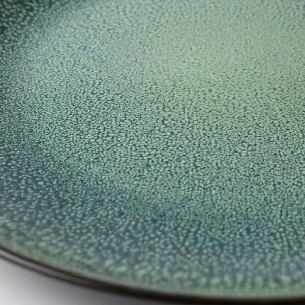 green reactive glaze dinner plates