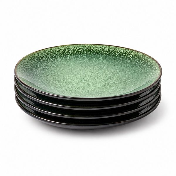 Green reactive glaze side plates