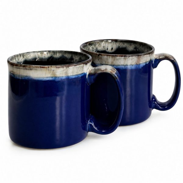 Mugs | Upper Street Home Royal blue reactive glaze mugs