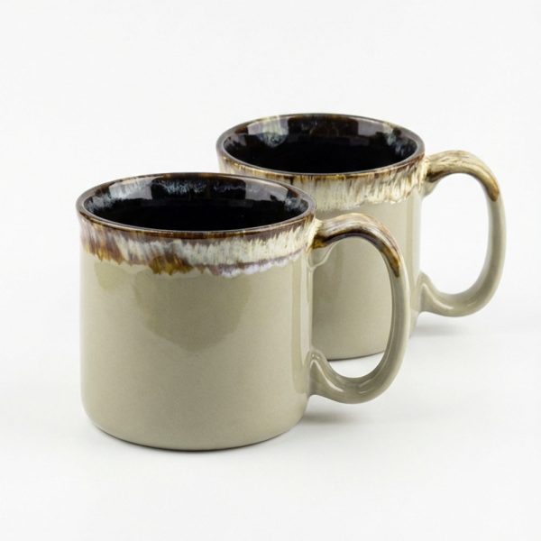 Sage green reactive glaze mugs