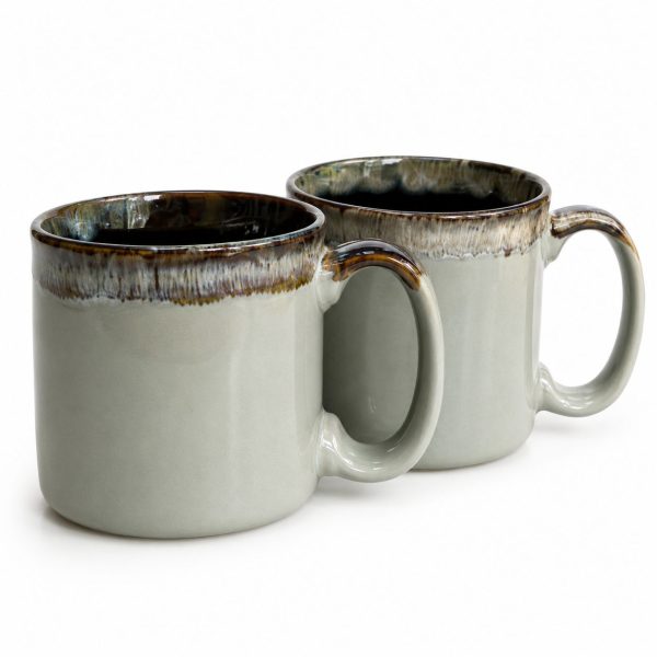 Sage green reactive glaze mugs