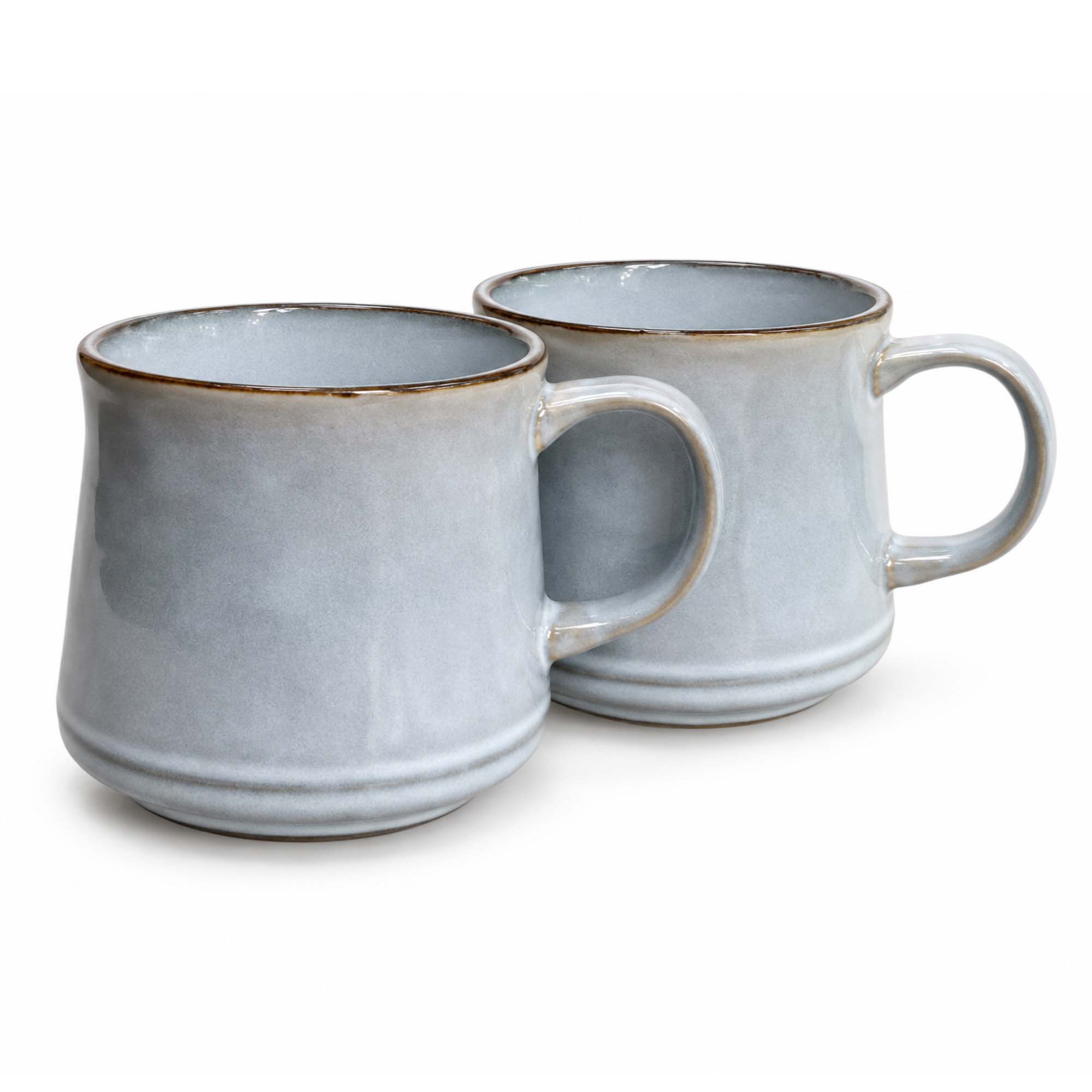 Scandi Home Vega Large Ceramic Coffee Mugs, Set of 2, 600ml, Grey Reactive Glaze