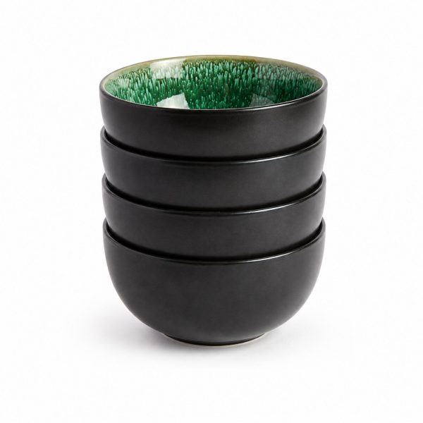 Green reactive glaze cereal bowls