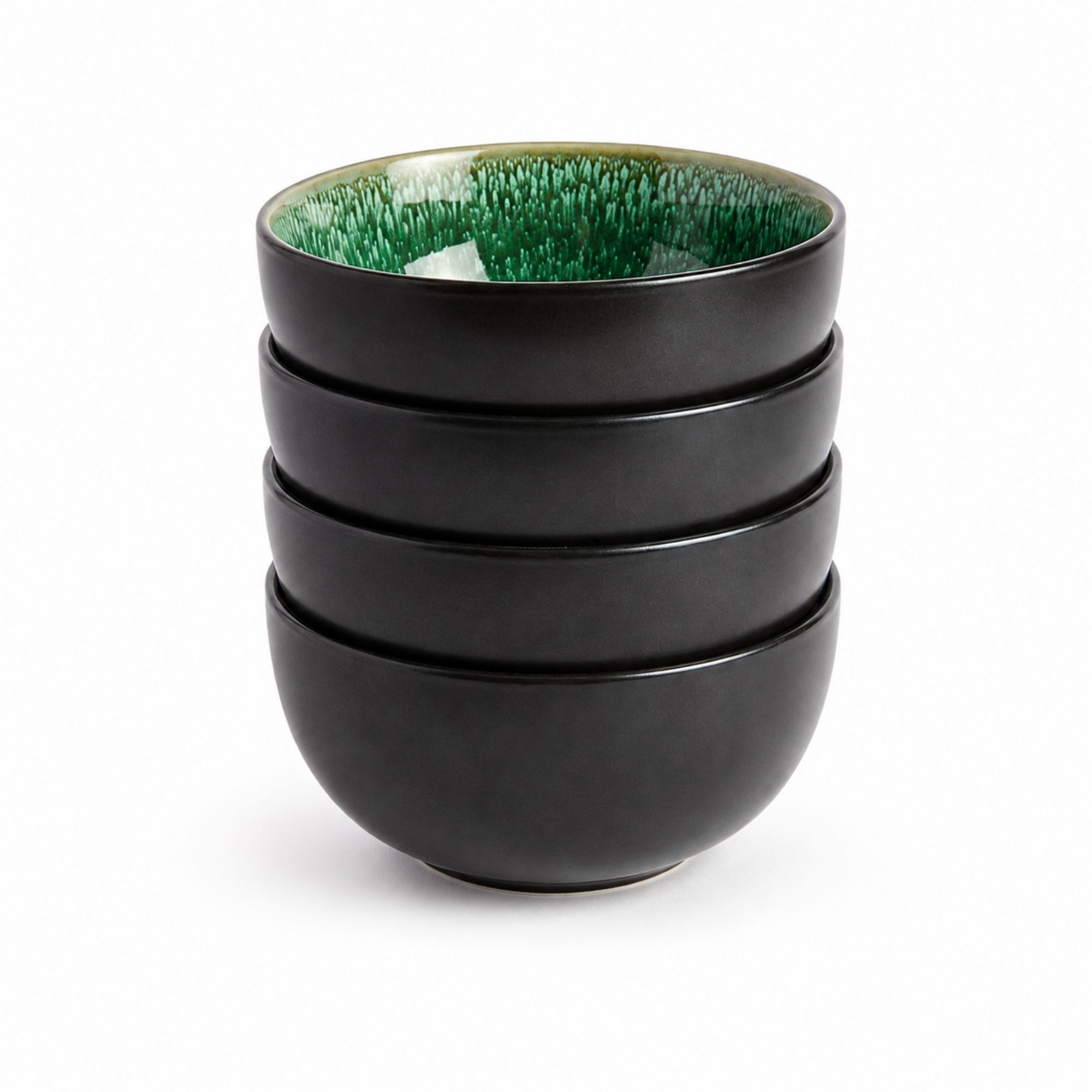 Scandi Home Rivah 16-Piece Ceramic Tableware Set, Green Reactive Glaze | Upper Street Home Green reactive glaze cereal bowls