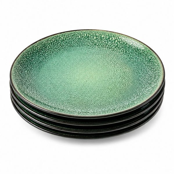 green reactive glaze dinner plates