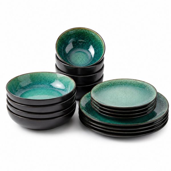 Green reactive glaze tableware set