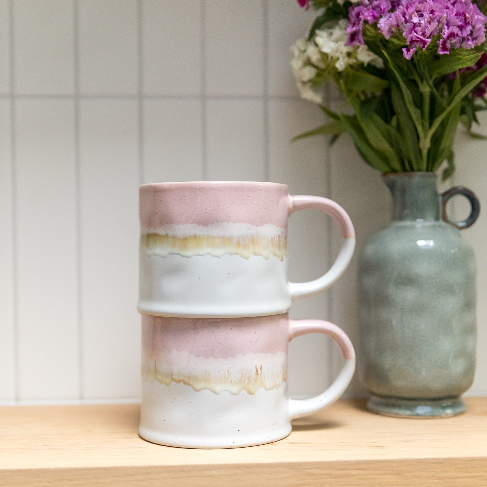 Scandi Home Nova Ceramic Coffee Mugs, Set of 2, 460ml, Pink Reactive Glaze | Upper Street Home Scandi Home Nova Ceramic Coffee Mugs, Set of 2, 460ml, Pink Reactive Glaze - Image 4