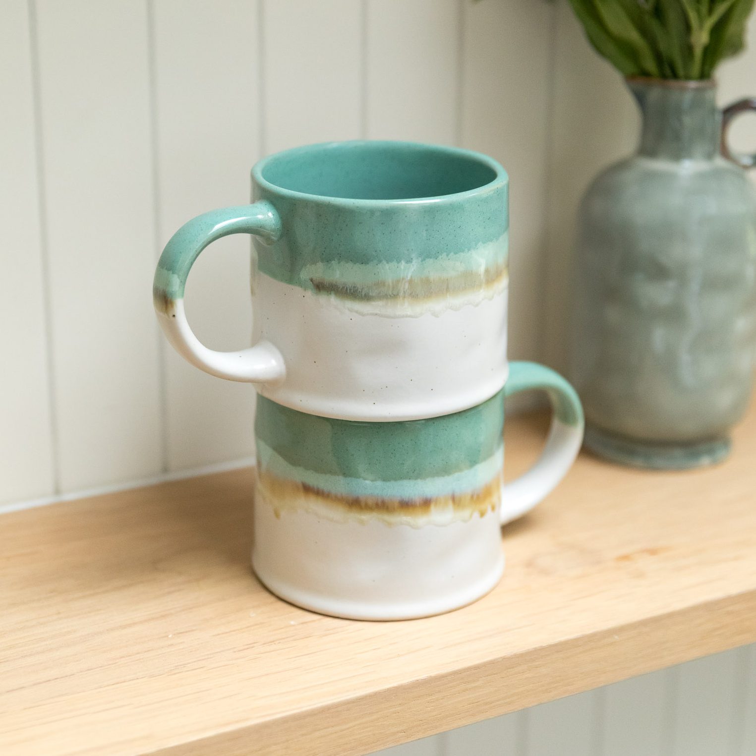 Scandi Home Nova Ceramic Coffee Mugs, Set of 2, 460ml, Mint Green Reactive Glaze | Upper Street Home Scandi Home Nova Ceramic Coffee Mugs, Set of 2, 460ml, Mint Green Reactive Glaze - Image 2
