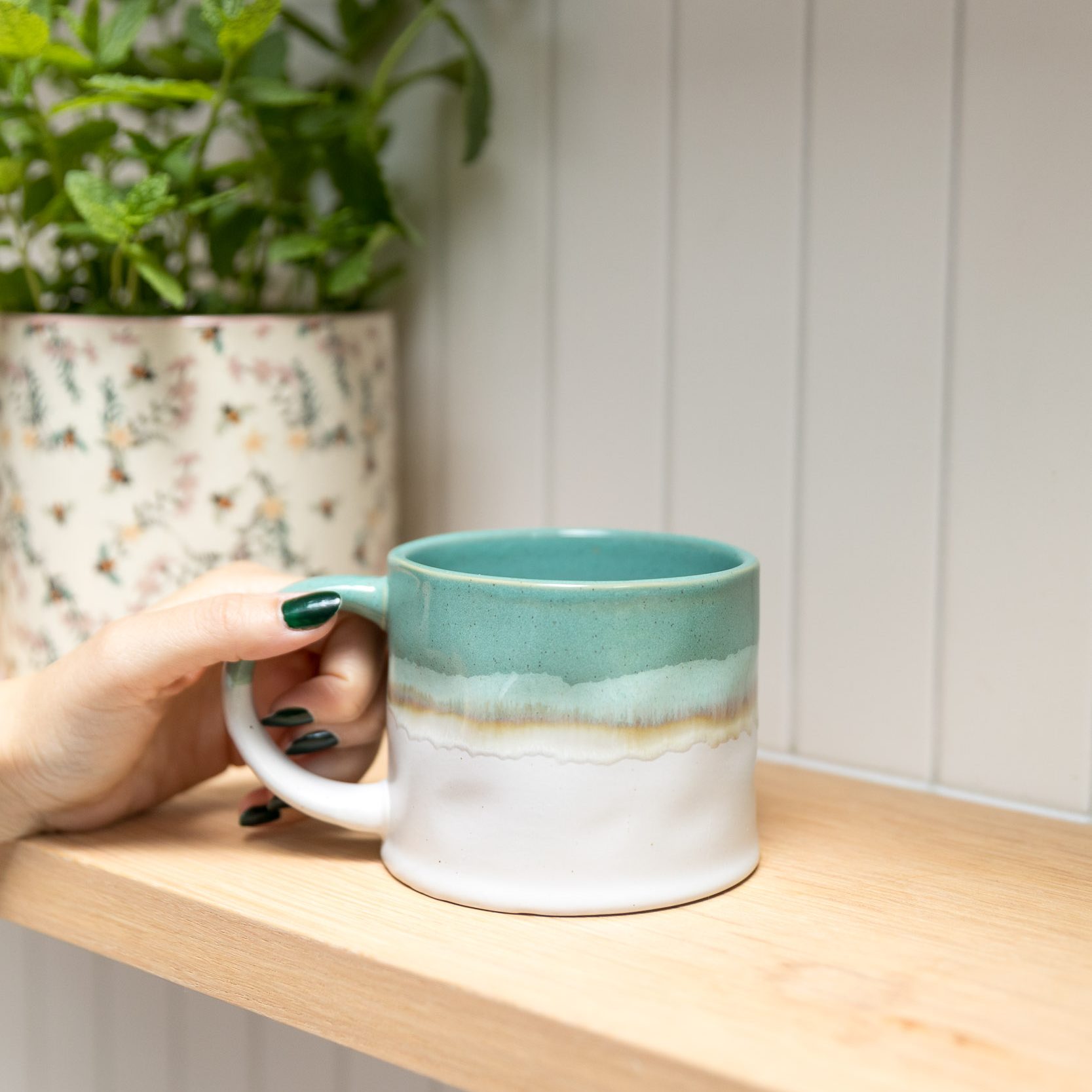 Scandi Home Nova Ceramic Coffee Mugs, Set of 2, 460ml, Mint Green Reactive Glaze | Upper Street Home Scandi Home Nova Ceramic Coffee Mugs, Set of 2, 460ml, Mint Green Reactive Glaze - Image 3
