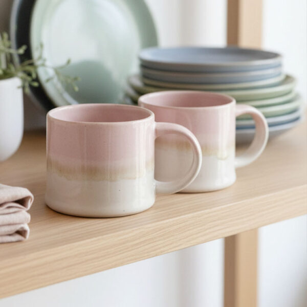 Mugs | Upper Street Home Nova Pink Pair on shelf 1sq