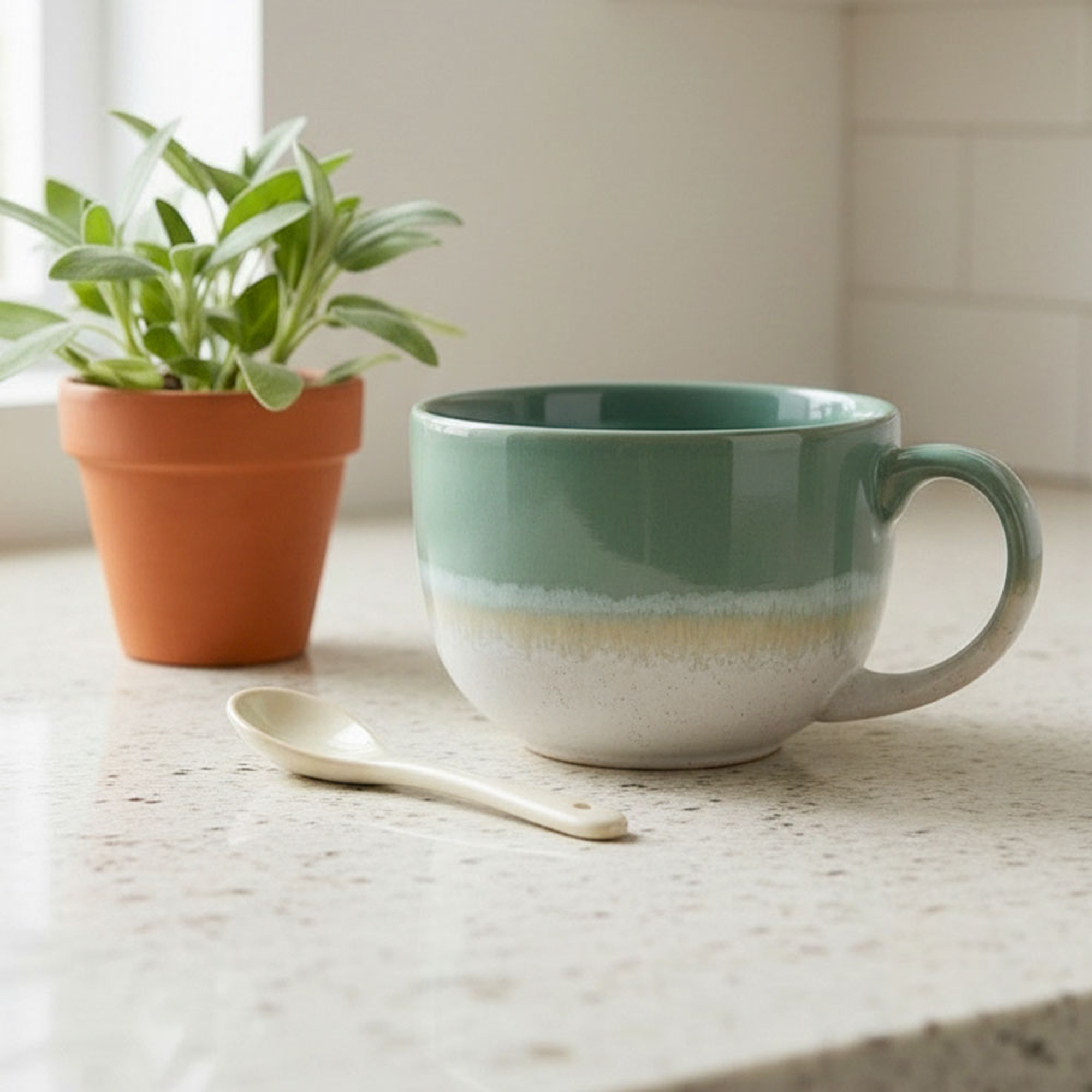 Scandi Home Aurelia Large Ceramic Coffee Mugs, Set of 2, 720ml, Mint Green Reactive Glaze | Upper Street Home Scandi Home Aurelia Large Ceramic Coffee Mugs, Set of 2, 720ml, Mint Green Reactive Glaze - Image 2