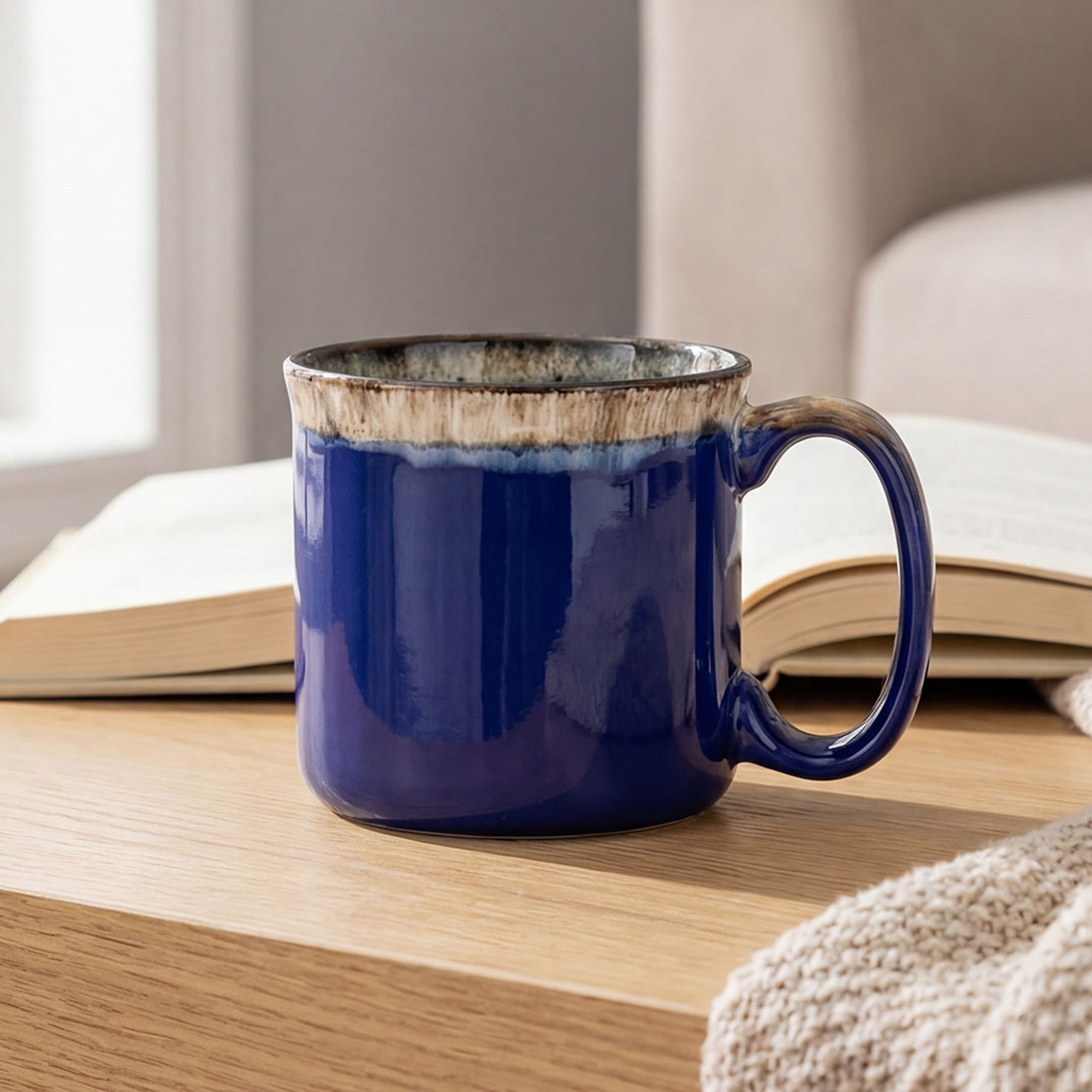 Scandi Home Titan Large Ceramic Coffee Mugs, Set of 2, 560ml, Royal Blue Reactive Glaze | Upper Street Home Scandi Home Titan Large Ceramic Coffee Mugs, Set of 2, 560ml, Royal Blue Reactive Glaze - Image 2