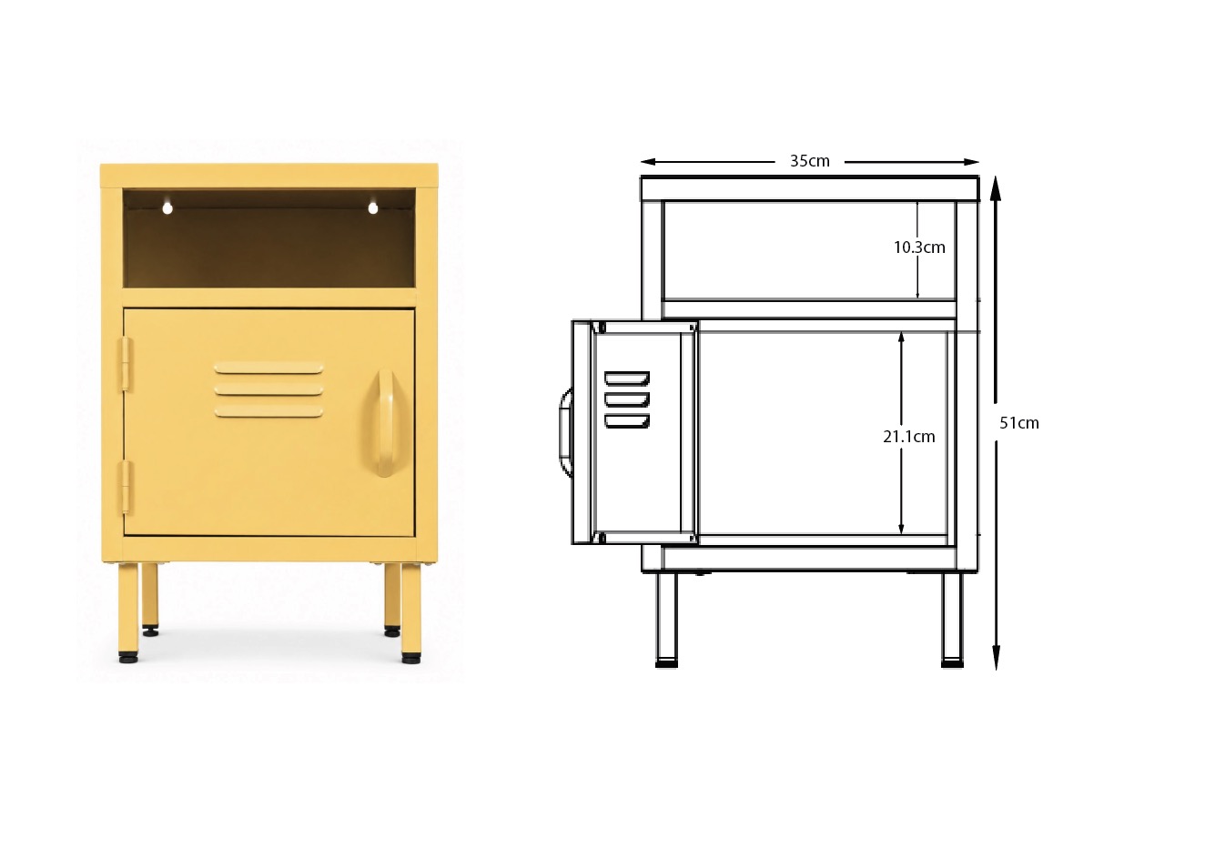 Scandi Home Nivia Mustard Yellow Metal Locker with Shelf | Upper Street Home Scandi Home Nivia Mustard Yellow Metal Locker with Shelf - Image 4