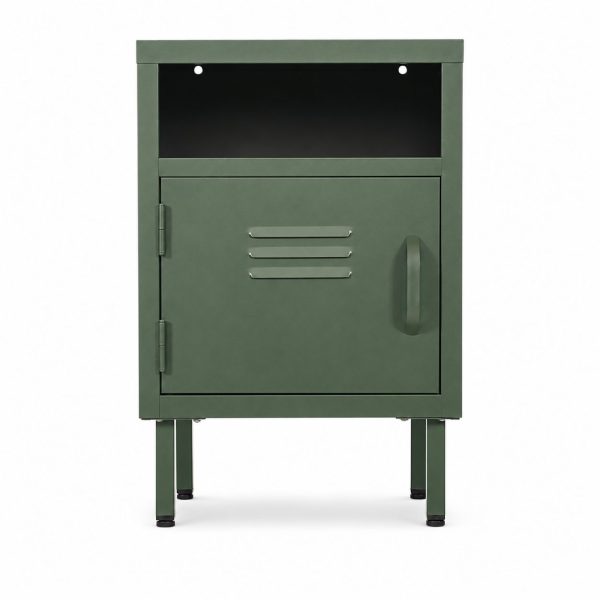 Scandi Home Nivia Olive Green Metal Locker with Shelf | Upper Street Home Green Metal Storage Locker