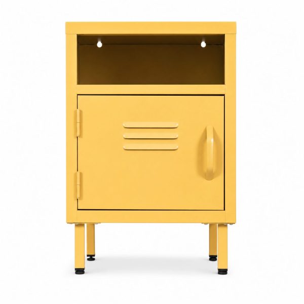 Scandi Home Nivia Mustard Yellow Metal Locker with Shelf | Upper Street Home Mustard Yellow Metal Storage Locker