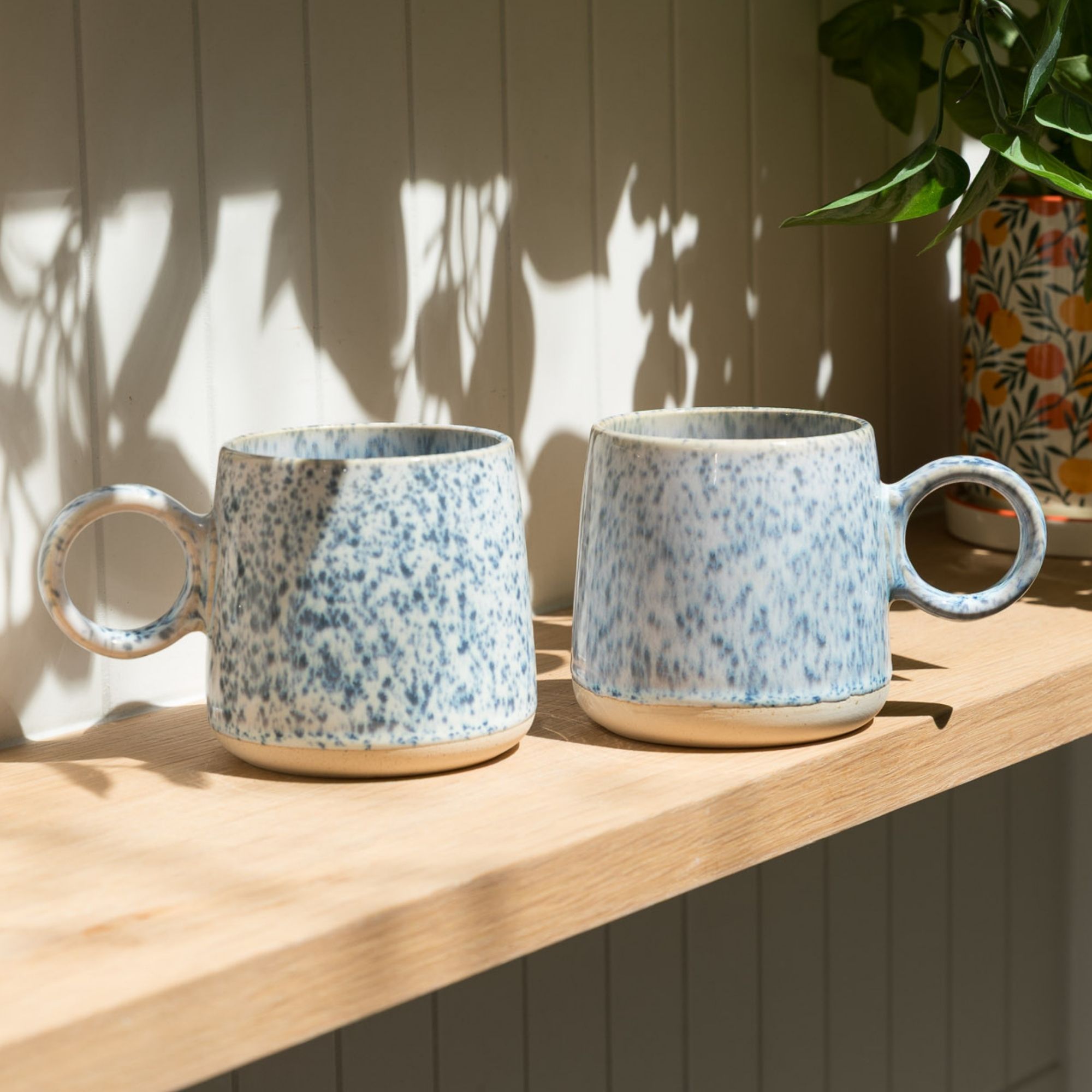Scandi Home Echo Ceramic Coffee Mugs, Set of 2, 460ml, Speckled Blue Reactive Glaze | Upper Street Home MUGS