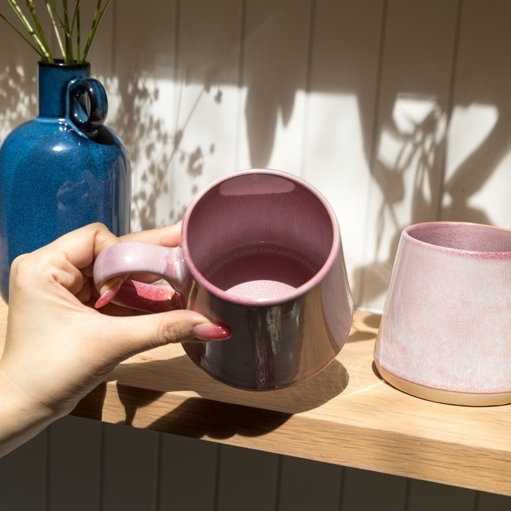 Scandi Home Fjord Ceramic Coffee Mugs, Set of 2, 440ml, Pink Reactive Glaze | Upper Street Home Scandi Home Fjord Ceramic Coffee Mugs, Set of 2, 440ml, Pink Reactive Glaze - Image 4
