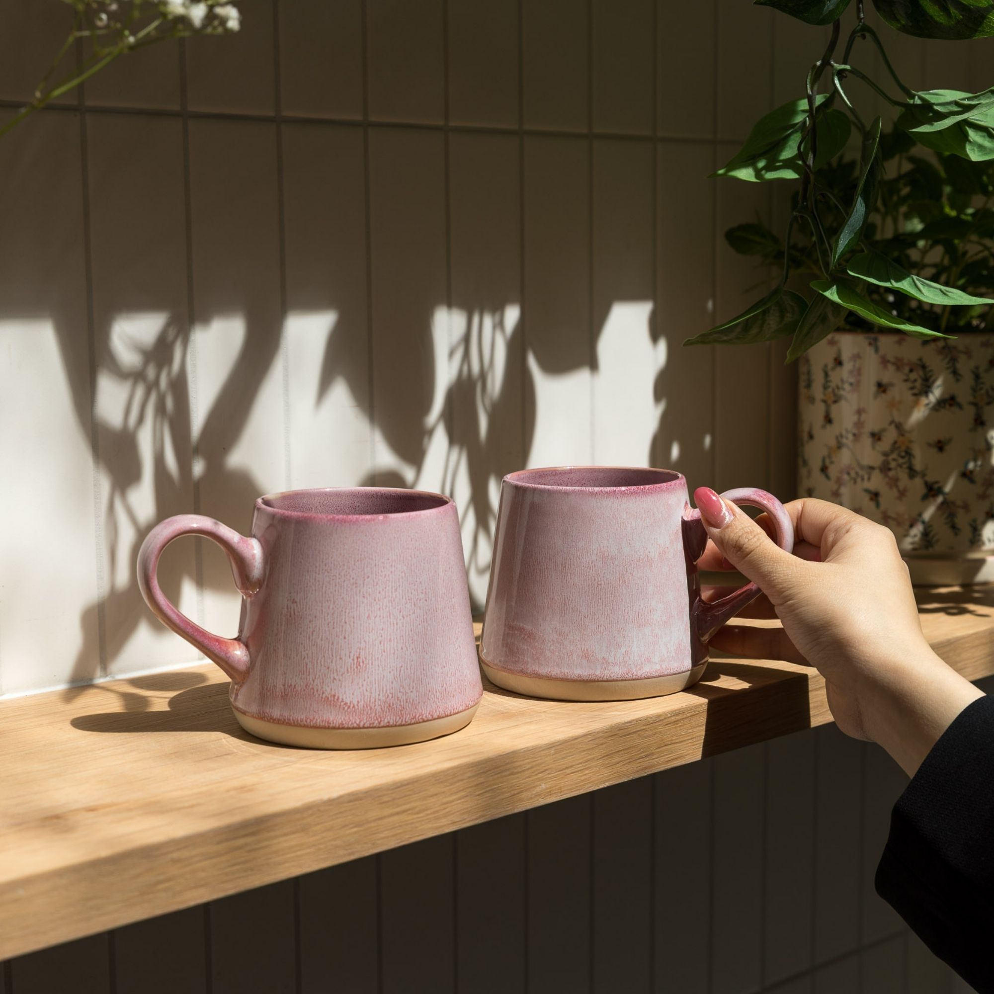 Scandi Home Fjord Ceramic Coffee Mugs, Set of 2, 440ml, Pink Reactive Glaze | Upper Street Home Scandi Home Fjord Ceramic Coffee Mugs, Set of 2, 440ml, Pink Reactive Glaze - Image 3