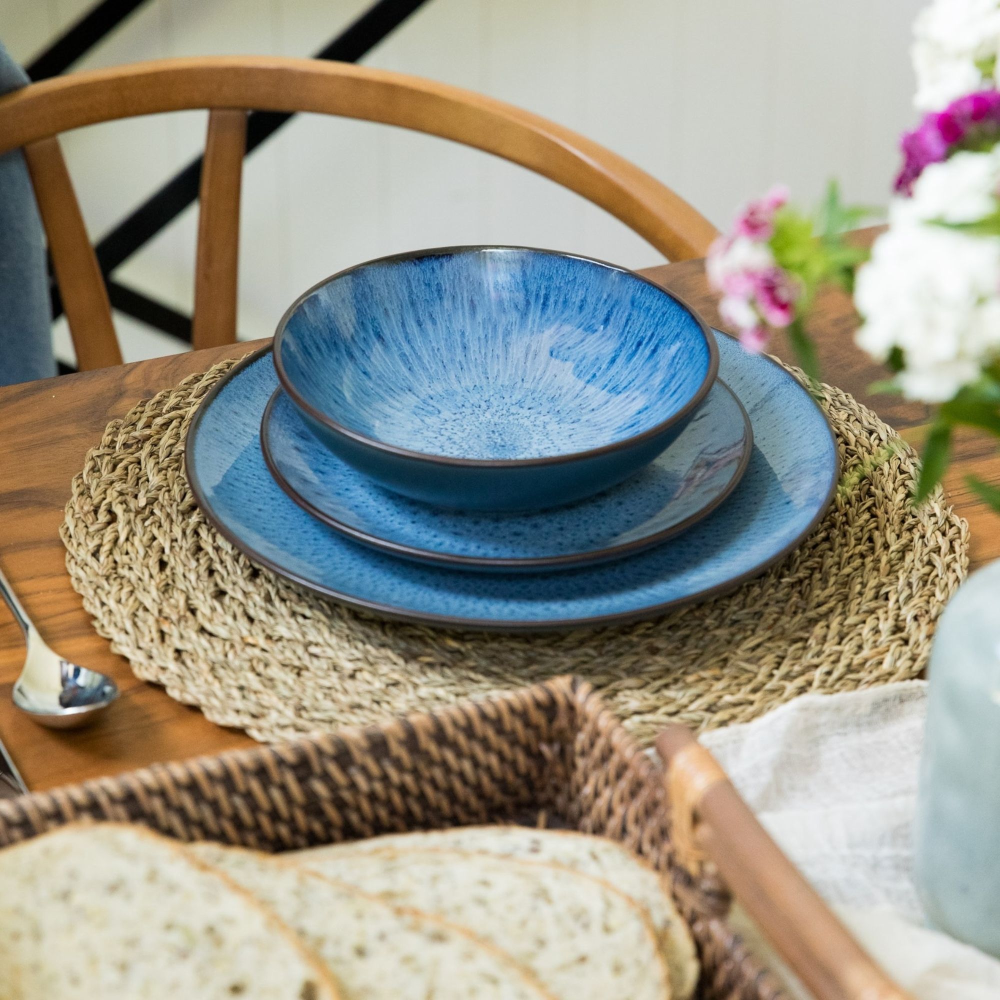 Scandi Home Havn 12-Piece Ceramic Tableware Set, Blue Reactive Glaze | Upper Street Home Scandi Home Havn 12-Piece Ceramic Tableware Set, Blue Reactive Glaze - Image 2