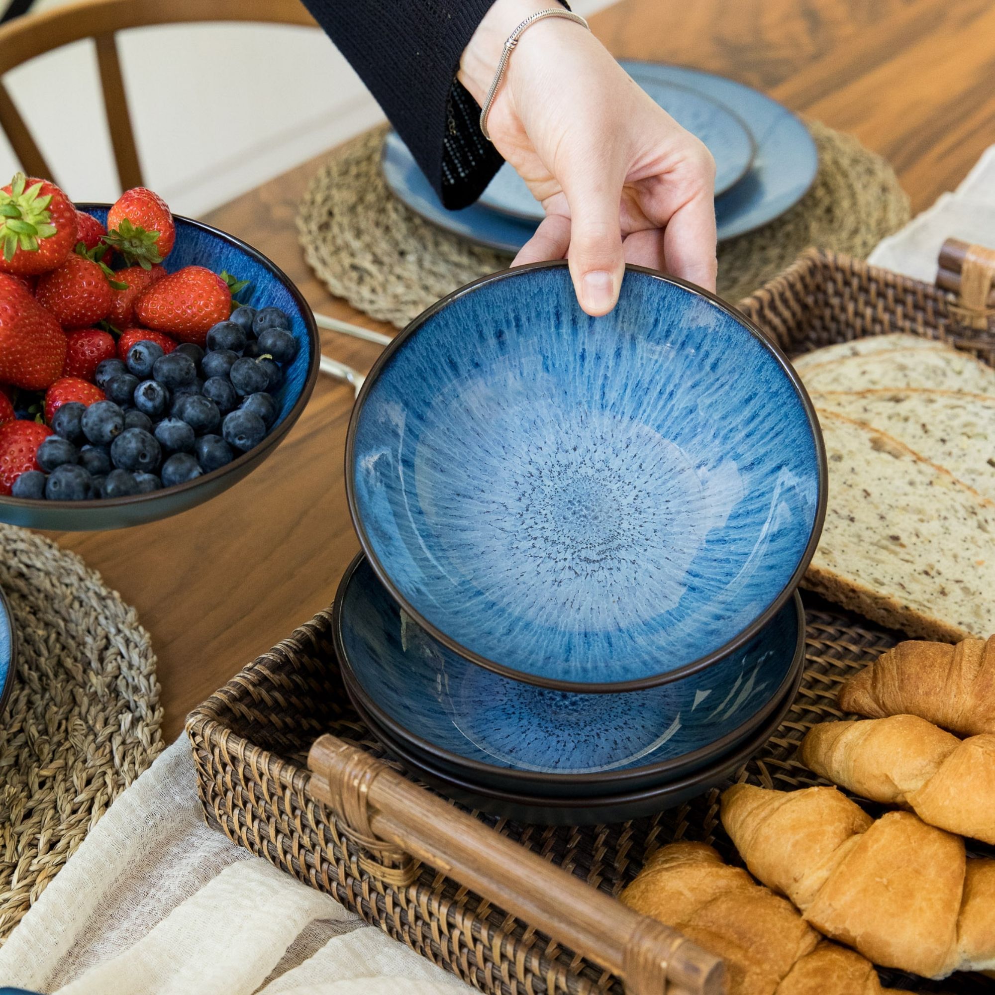 Scandi Home Havn 12-Piece Ceramic Tableware Set, Blue Reactive Glaze | Upper Street Home Scandi Home Havn 12-Piece Ceramic Tableware Set, Blue Reactive Glaze - Image 7