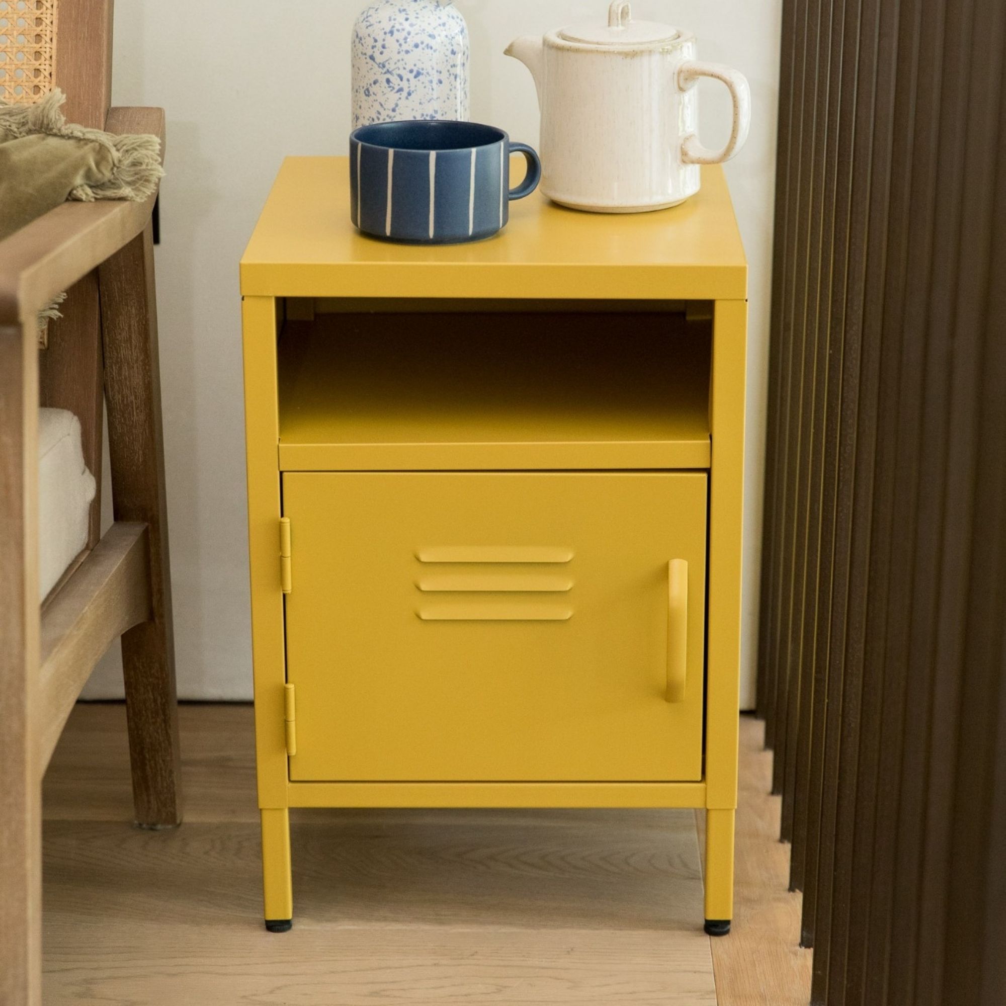 Scandi Home Nivia Mustard Yellow Metal Locker with Shelf | Upper Street Home Scandi Home Nivia Mustard Yellow Metal Locker with Shelf - Image 2