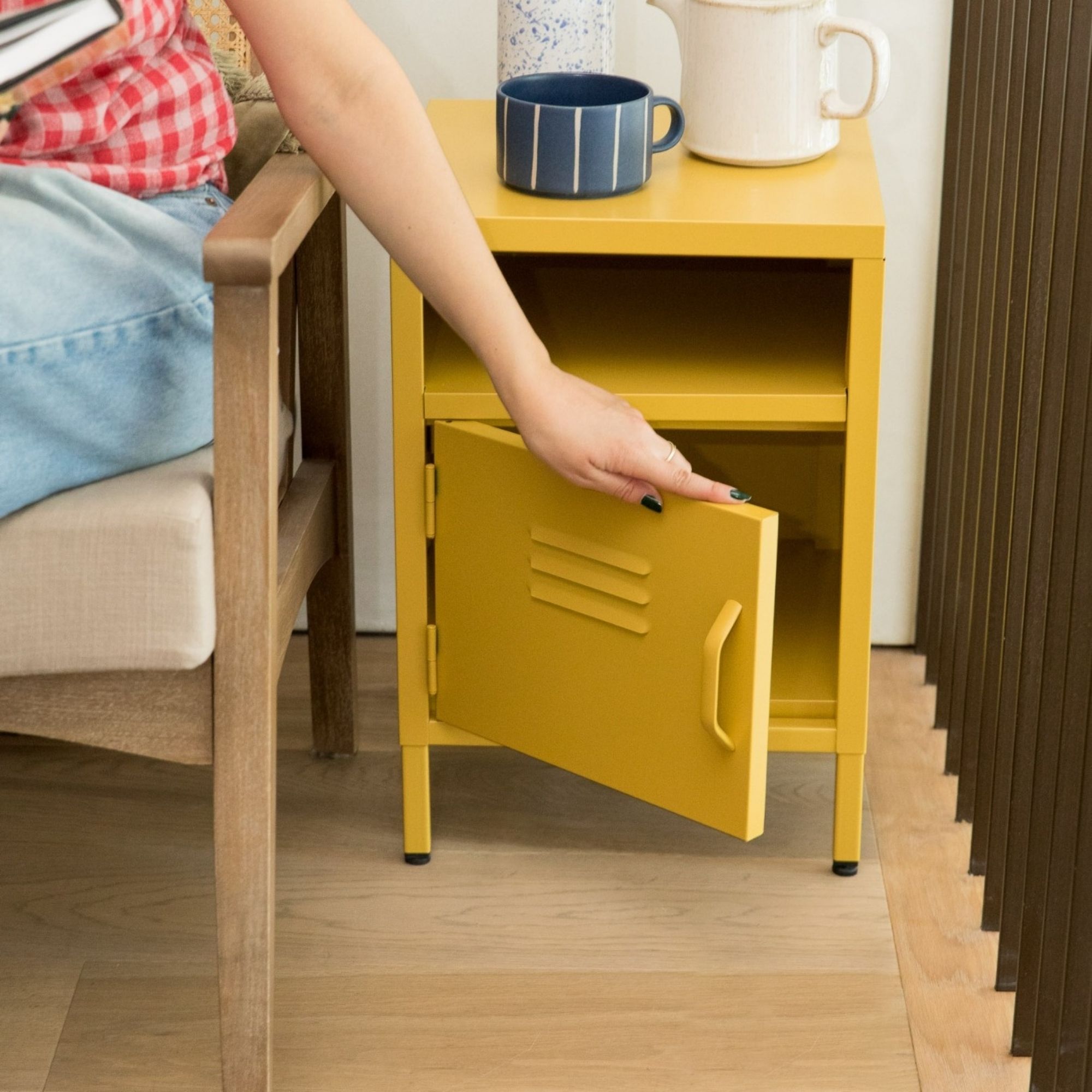 Scandi Home Nivia Mustard Yellow Metal Locker with Shelf | Upper Street Home Scandi Home Nivia Mustard Yellow Metal Locker with Shelf - Image 3