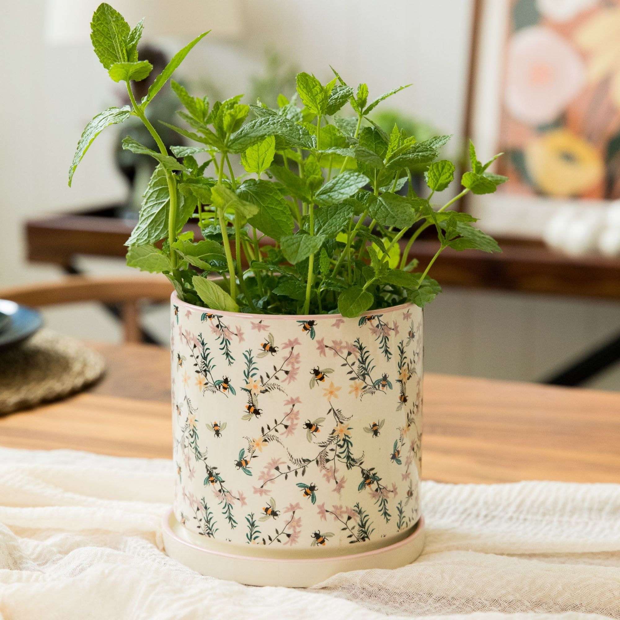 The British Gardening Company Bees Ceramic Planter, 14cm | Upper Street Home The British Gardening Company Bees Ceramic Planter, 14cm - Image 2