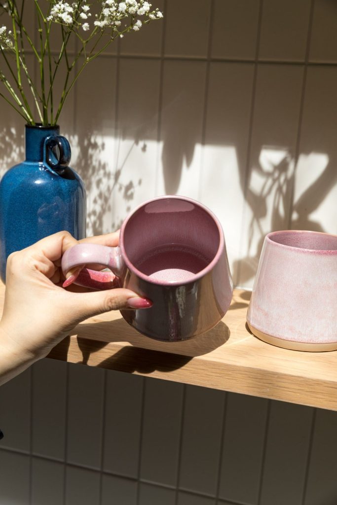 Pink Fjord reactive glaze mugs
