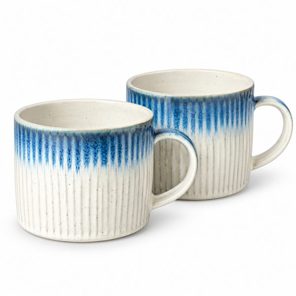 Skandi Home Ignea set of 2 blue and white reactive glaze mugs