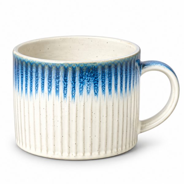 Skandi Home Ignea blue and white reactive glaze mug, single mug shown
